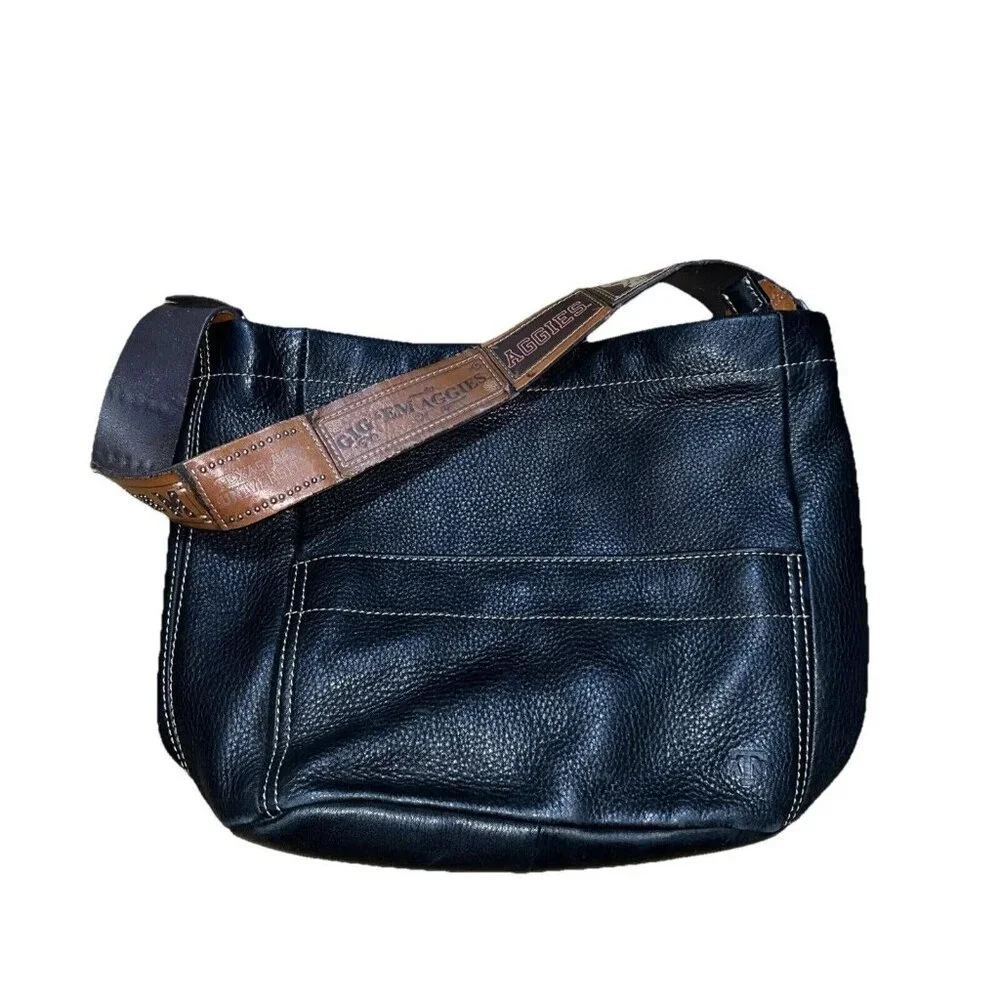 FOSSIL Texas A&M Over Shoulder Dark Brown Leather HandBag Purse Gig’em Whoop! - Picture 1 of 15